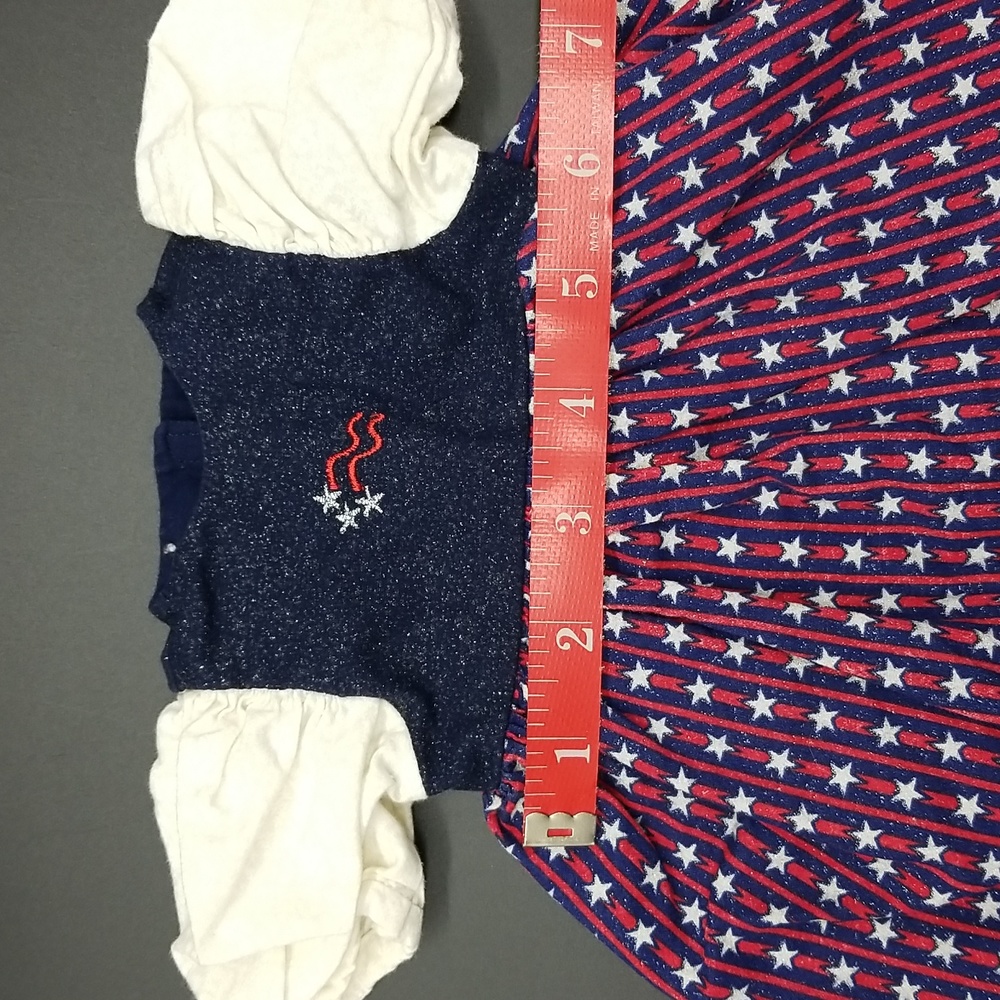 Handcrafted Handmade Red, White and Blue Americana Doll Dress - Picture 7 of 9